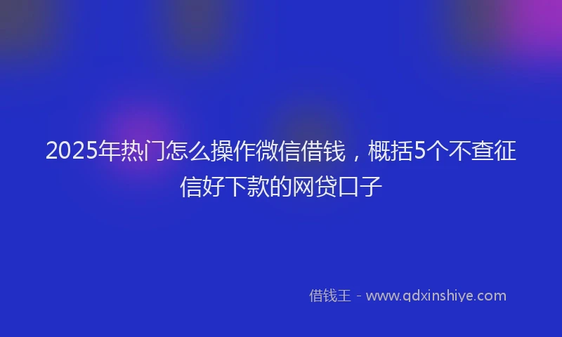 2025年热门怎么操作微信借钱，概括5个不查征信好下款的网贷口子