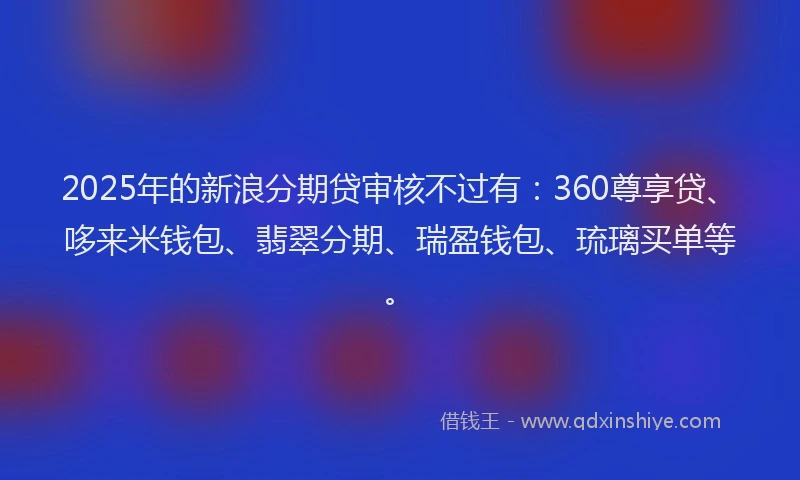2025年的新浪分期贷审核不过有：360尊享贷、哆来米钱包、翡翠分期、瑞盈钱包、琉璃买单等。