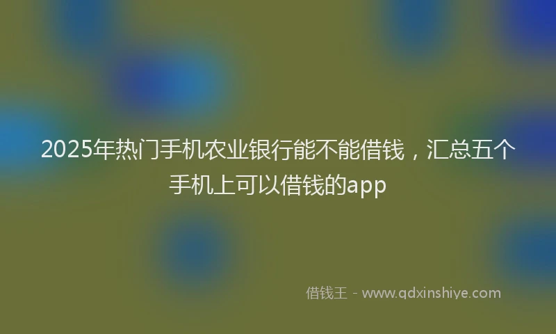 2025年热门手机农业银行能不能借钱，汇总五个手机上可以借钱的app