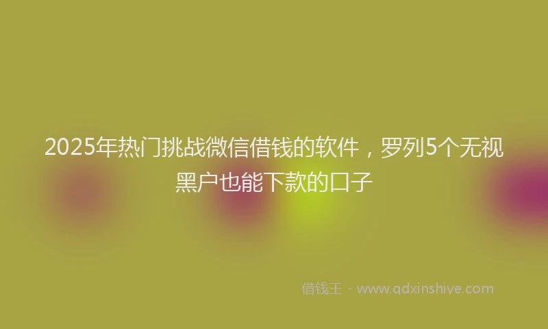 2025年热门挑战微信借钱的软件，罗列5个无视黑户也能下款的口子
