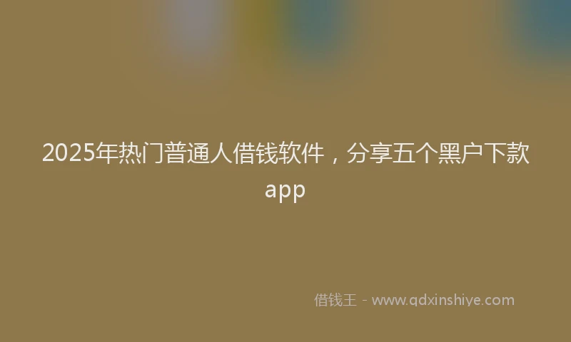 2025年热门普通人借钱软件，分享五个黑户下款app