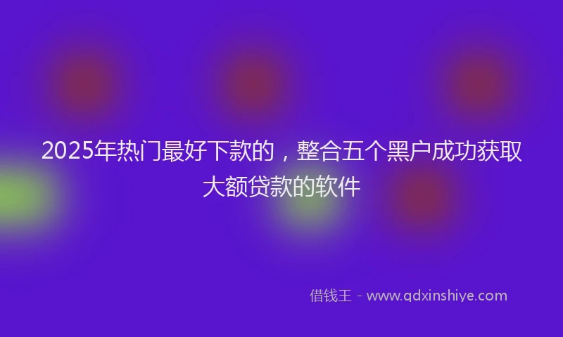 2025年热门最好下款的，整合五个黑户成功获取大额贷款的软件
