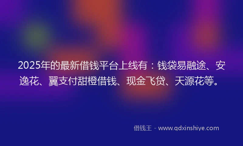 2025年的最新借钱平台上线有：钱袋易融途、安逸花、翼支付甜橙借钱、现金飞贷、天源花等。