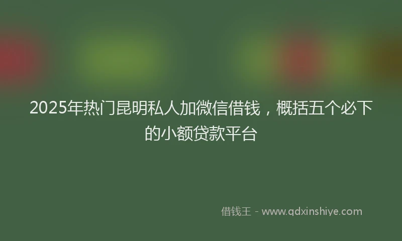 2025年热门昆明私人加微信借钱，概括五个必下的小额贷款平台