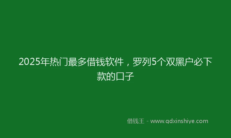 2025年热门最多借钱软件，罗列5个双黑户必下款的口子