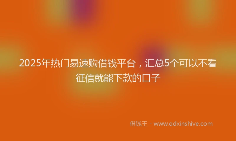 2025年热门易速购借钱平台，汇总5个可以不看征信就能下款的口子
