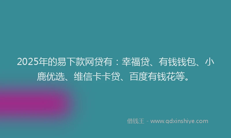 2025年的易下款网贷有：幸福贷、有钱钱包、小鹿优选、维信卡卡贷、百度有钱花等。