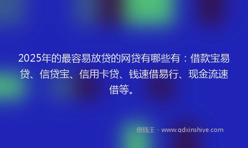 2025年的最容易放贷的网贷有哪些有：借款宝易贷、信贷宝、信用卡贷、钱速借易行、现金流速借等。