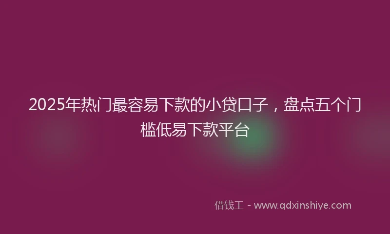 2025年热门最容易下款的小贷口子，盘点五个门槛低易下款平台