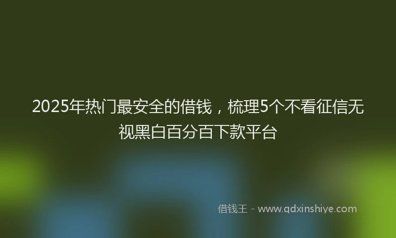 2025年热门最安全的借钱，梳理5个不看征信无视黑白百分百下款平台
