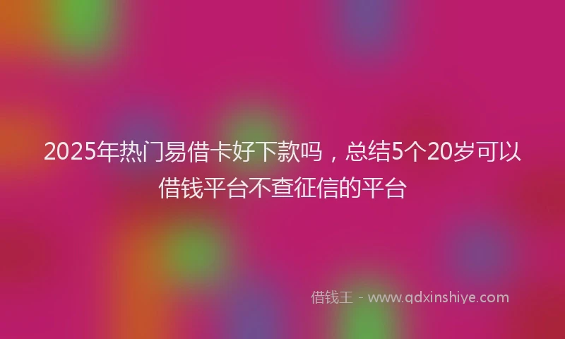 2025年热门易借卡好下款吗，总结5个20岁可以借钱平台不查征信的平台