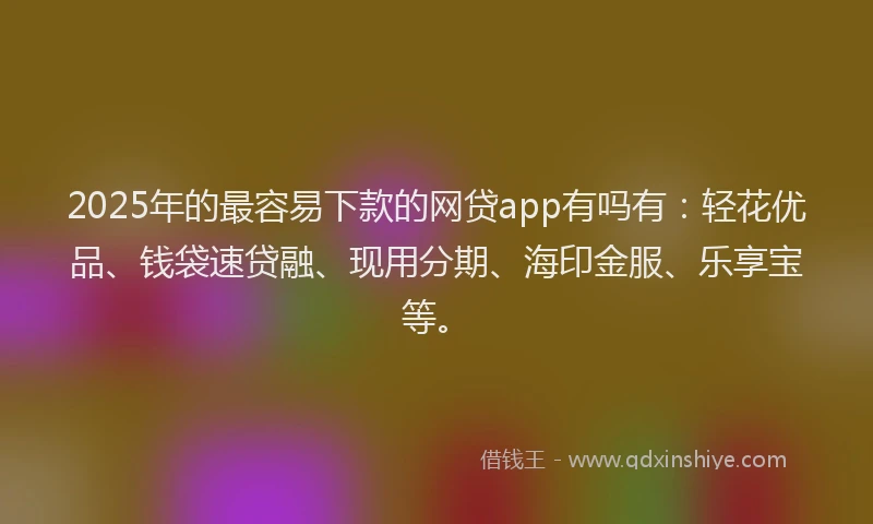 2025年的最容易下款的网贷app有吗有：轻花优品、钱袋速贷融、现用分期、海印金服、乐享宝等。