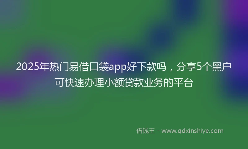 2025年热门易借口袋app好下款吗，分享5个黑户可快速办理小额贷款业务的平台
