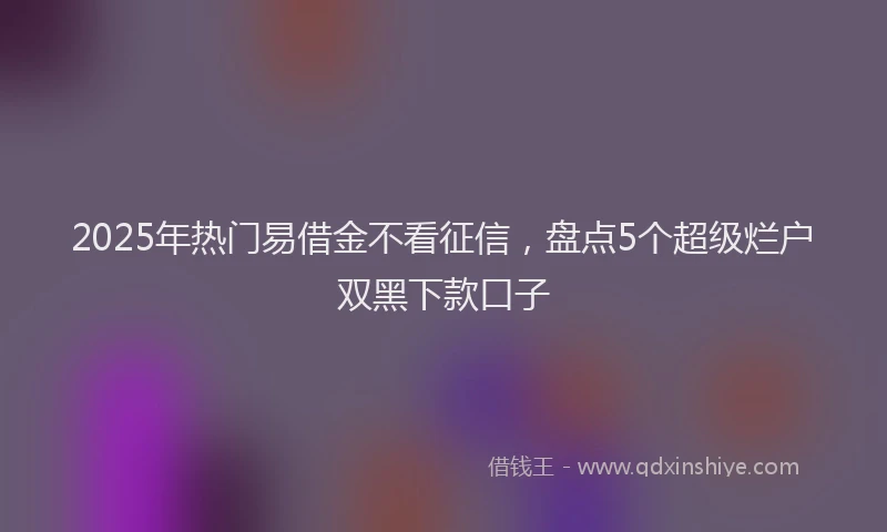 2025年热门易借金不看征信，盘点5个超级烂户双黑下款口子
