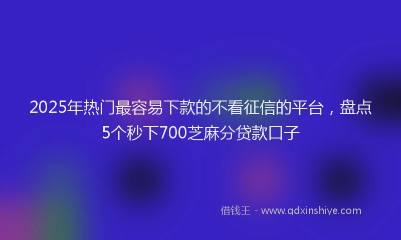 2025年热门最容易下款的不看征信的平台，盘点5个秒下700芝麻分贷款口子