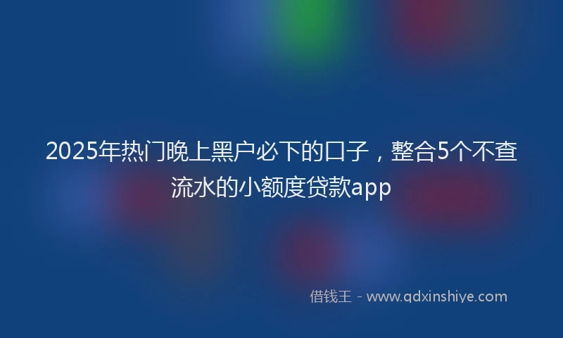 2025年热门晚上黑户必下的口子，整合5个不查流水的小额度贷款app