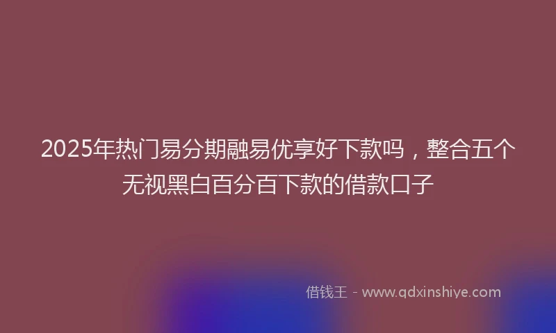 2025年热门易分期融易优享好下款吗，整合五个无视黑白百分百下款的借款口子