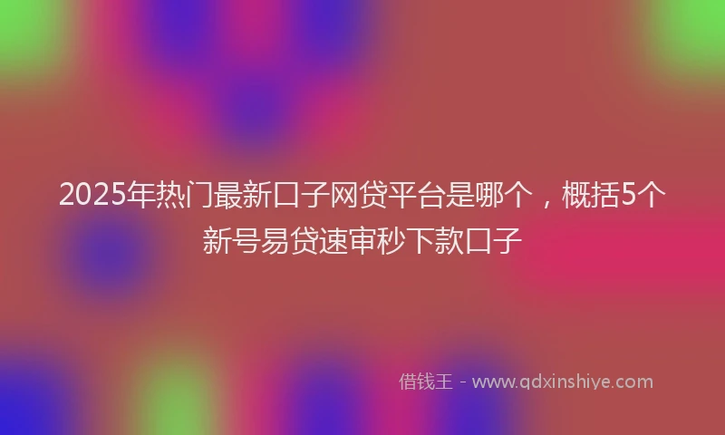 2025年热门最新口子网贷平台是哪个，概括5个新号易贷速审秒下款口子