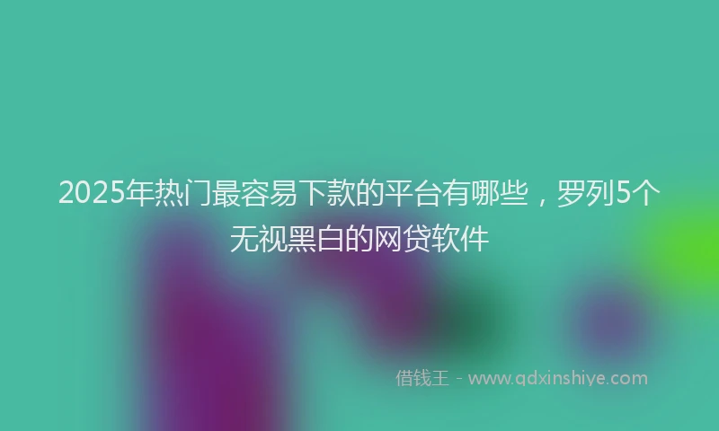 2025年热门最容易下款的平台有哪些，罗列5个无视黑白的网贷软件