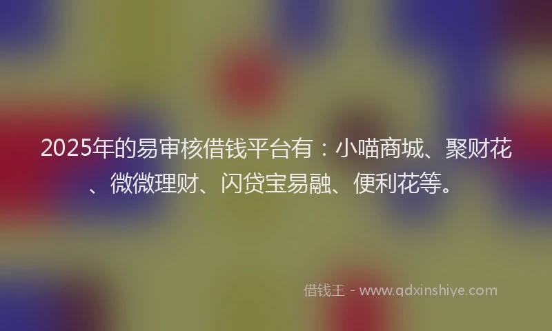 2025年的易审核借钱平台有：小喵商城、聚财花、微微理财、闪贷宝易融、便利花等。