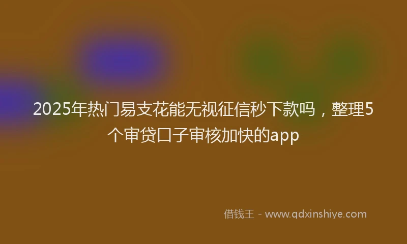 2025年热门易支花能无视征信秒下款吗，整理5个审贷口子审核加快的app