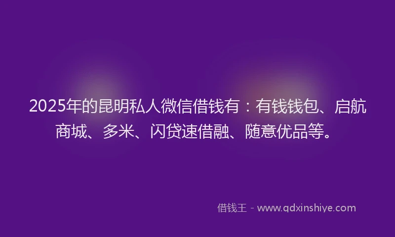 2025年的昆明私人微信借钱有：有钱钱包、启航商城、多米、闪贷速借融、随意优品等。