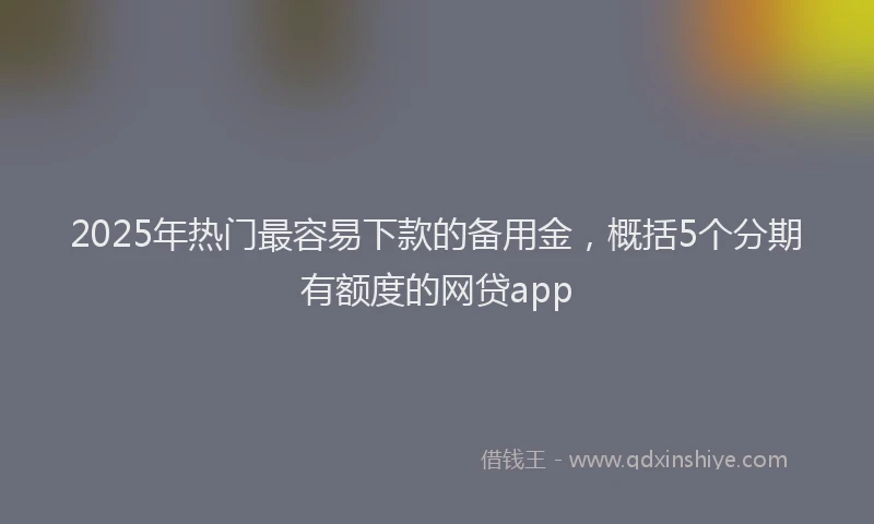 2025年热门最容易下款的备用金，概括5个分期有额度的网贷app