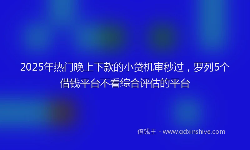 2025年热门晚上下款的小贷机审秒过，罗列5个借钱平台不看综合评估的平台