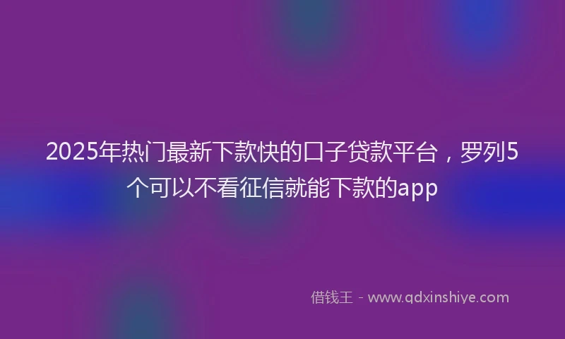 2025年热门最新下款快的口子贷款平台，罗列5个可以不看征信就能下款的app