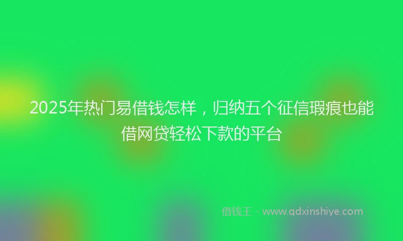 2025年热门易借钱怎样，归纳五个征信瑕疵也能借网贷轻松下款的平台