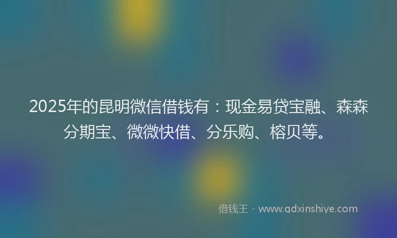 2025年的昆明微信借钱有：现金易贷宝融、森森分期宝、微微快借、分乐购、榕贝等。