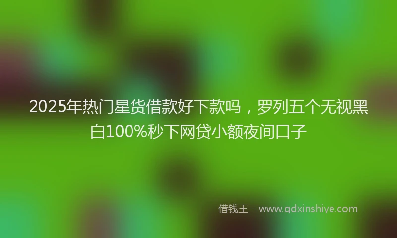 2025年热门星货借款好下款吗，罗列五个无视黑白100%秒下网贷小额夜间口子