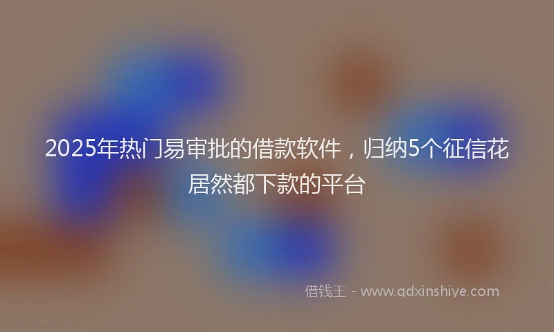 2025年热门易审批的借款软件，归纳5个征信花居然都下款的平台