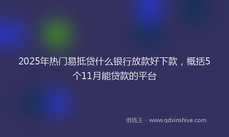 2025年热门易抵贷什么银行放款好下款，概括5个11月能贷款的平台