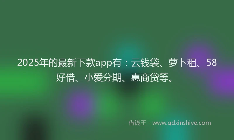 2025年的最新下款app有：云钱袋、萝卜租、58好借、小爱分期、惠商贷等。