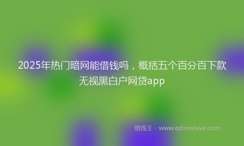 2025年热门暗网能借钱吗，概括五个百分百下款无视黑白户网贷app