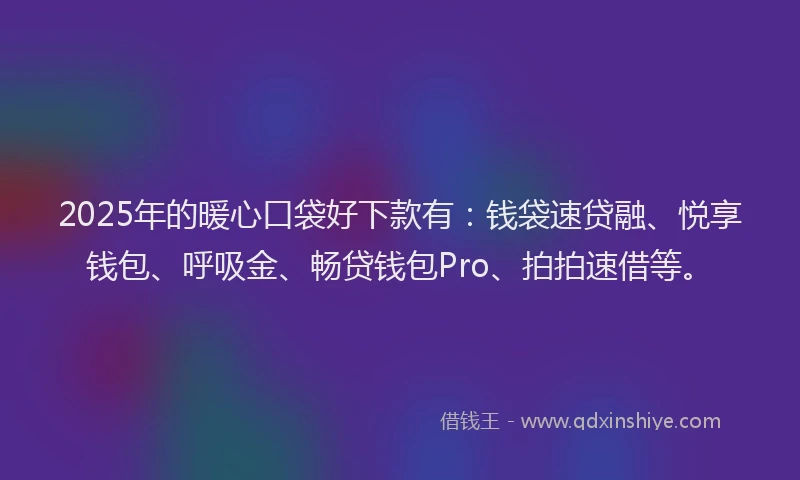 2025年的暖心口袋好下款有：钱袋速贷融、悦享钱包、呼吸金、畅贷钱包Pro、拍拍速借等。