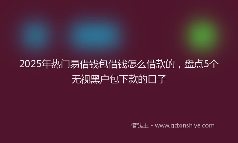 2025年热门易借钱包借钱怎么借款的，盘点5个无视黑户包下款的口子