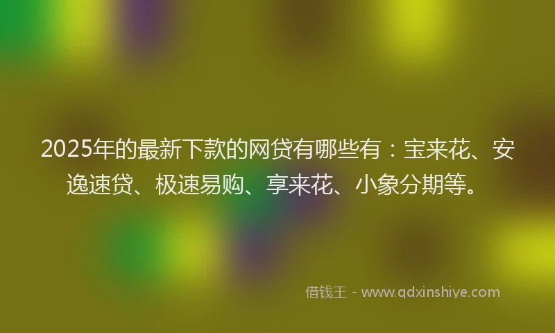2025年的最新下款的网贷有哪些有：宝来花、安逸速贷、极速易购、享来花、小象分期等。