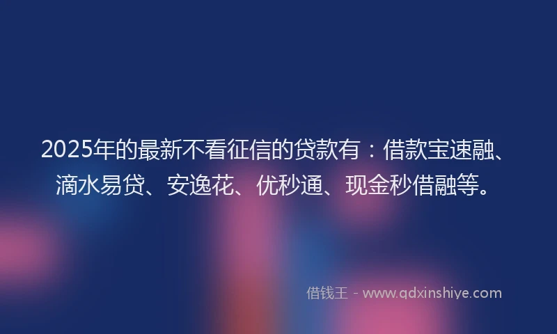 2025年的最新不看征信的贷款有：借款宝速融、滴水易贷、安逸花、优秒通、现金秒借融等。