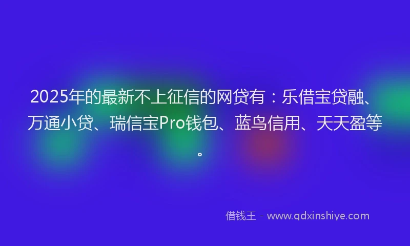 2025年的最新不上征信的网贷有：乐借宝贷融、万通小贷、瑞信宝Pro钱包、蓝鸟信用、天天盈等。