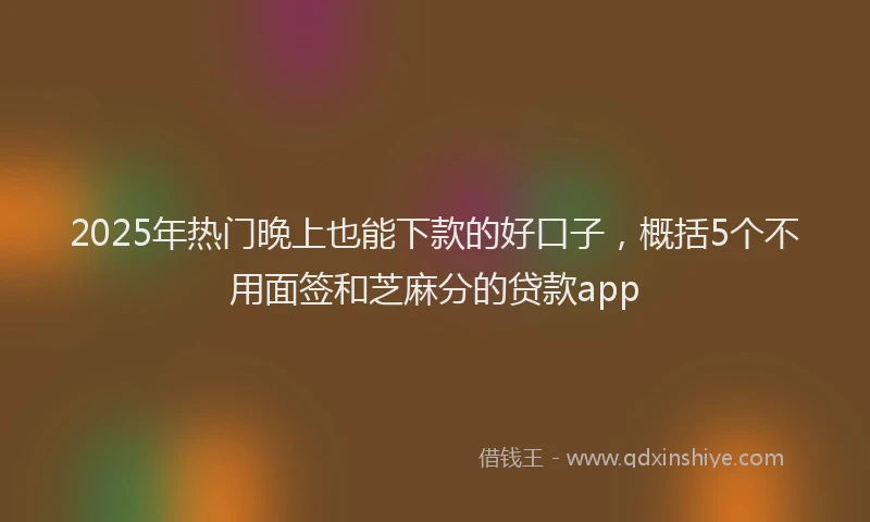 2025年热门晚上也能下款的好口子，概括5个不用面签和芝麻分的贷款app