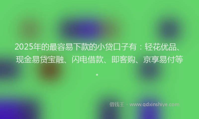 2025年的最容易下款的小贷口子有：轻花优品、现金易贷宝融、闪电借款、即客购、京享易付等。