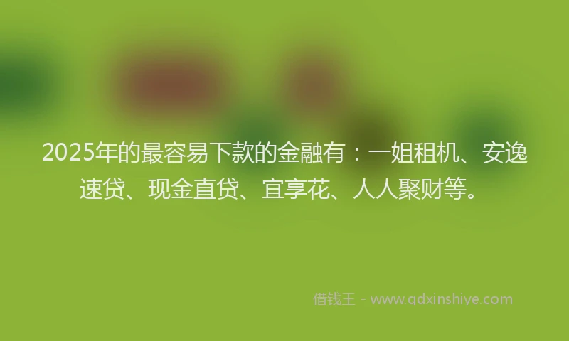 2025年的最容易下款的金融有：一姐租机、安逸速贷、现金直贷、宜享花、人人聚财等。