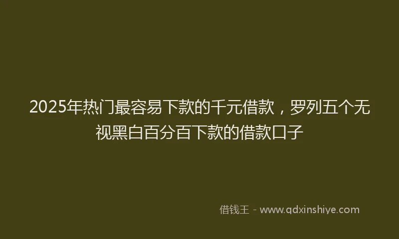 2025年热门最容易下款的千元借款，罗列五个无视黑白百分百下款的借款口子