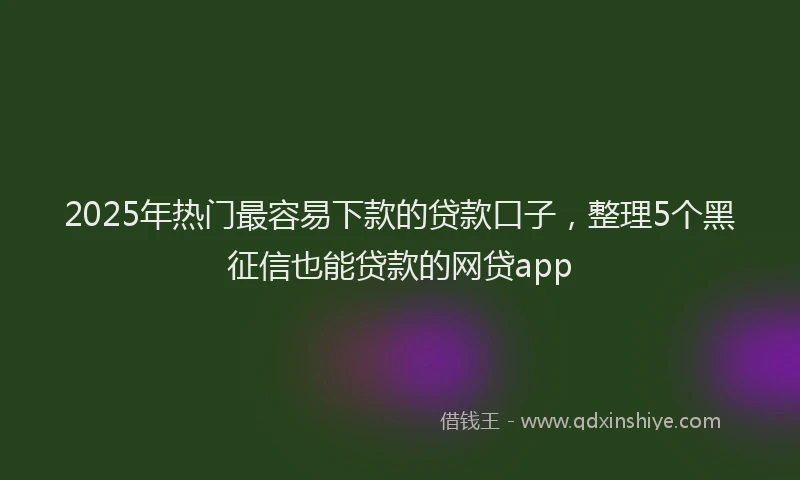 2025年热门最容易下款的贷款口子，整理5个黑征信也能贷款的网贷app