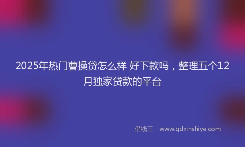 2025年热门曹操贷怎么样 好下款吗，整理五个12月独家贷款的平台