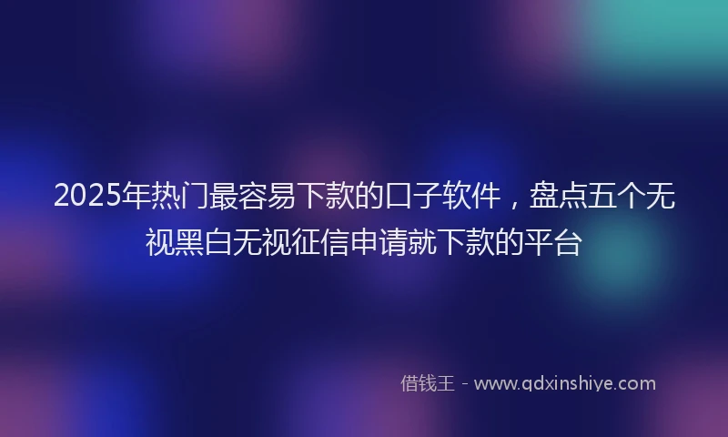 2025年热门最容易下款的口子软件，盘点五个无视黑白无视征信申请就下款的平台