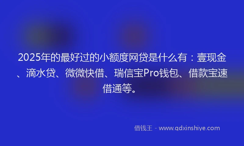 2025年的最好过的小额度网贷是什么有：壹现金、滴水贷、微微快借、瑞信宝Pro钱包、借款宝速借通等。