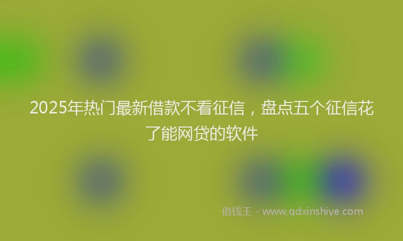 2025年热门最新借款不看征信，盘点五个征信花了能网贷的软件